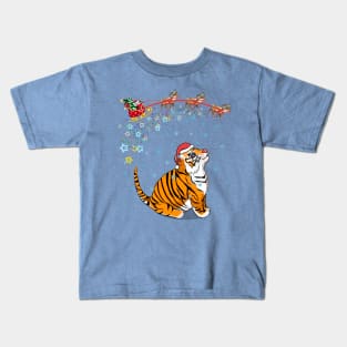 Christmas little tiger and Santa/ Year of the Tiger /New Year 2022/ Tiger 2022 Kids T-Shirt